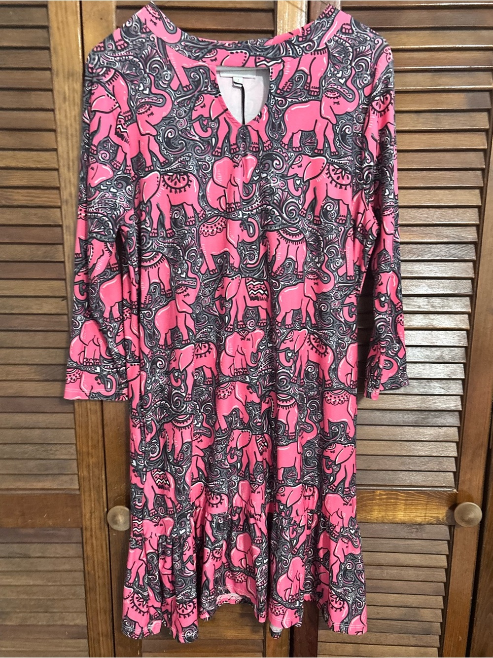 Simply Southern Pink and Black Elephant Print dress